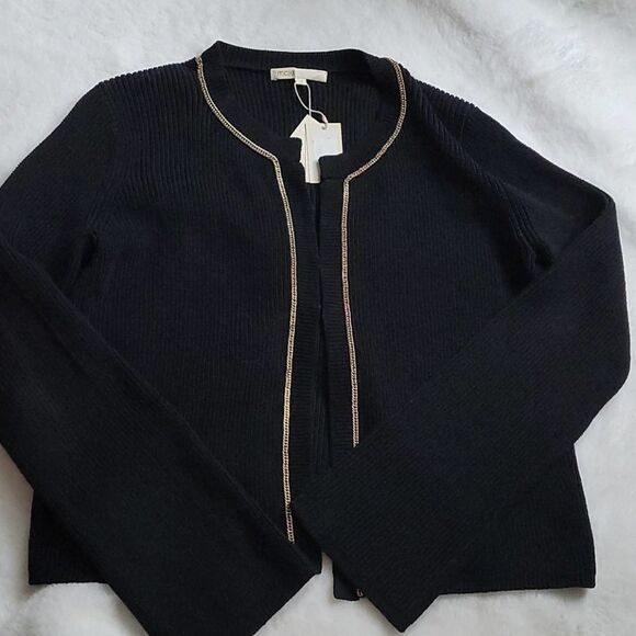 Maje Meridien Chain Knit Black Cardigan - Picture 2 of 6